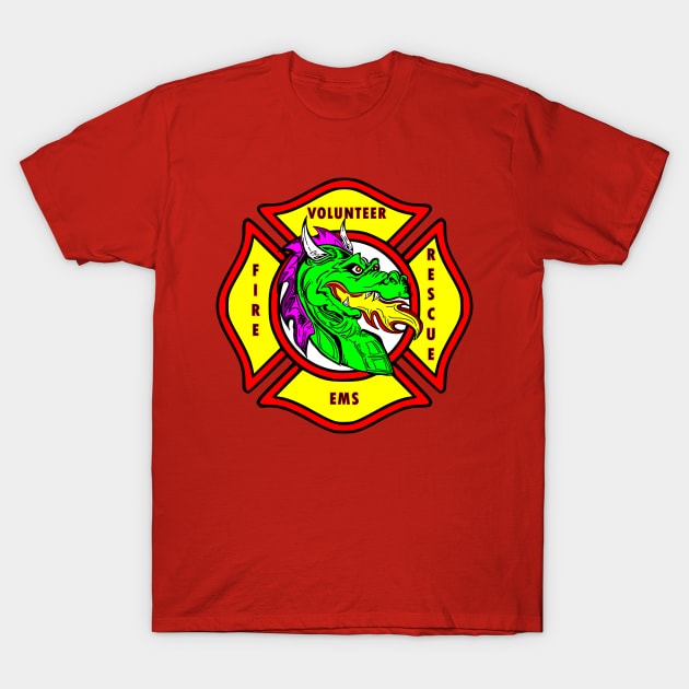 Firefighter Dragon Volunteer T-Shirt by Bosko Art Designs